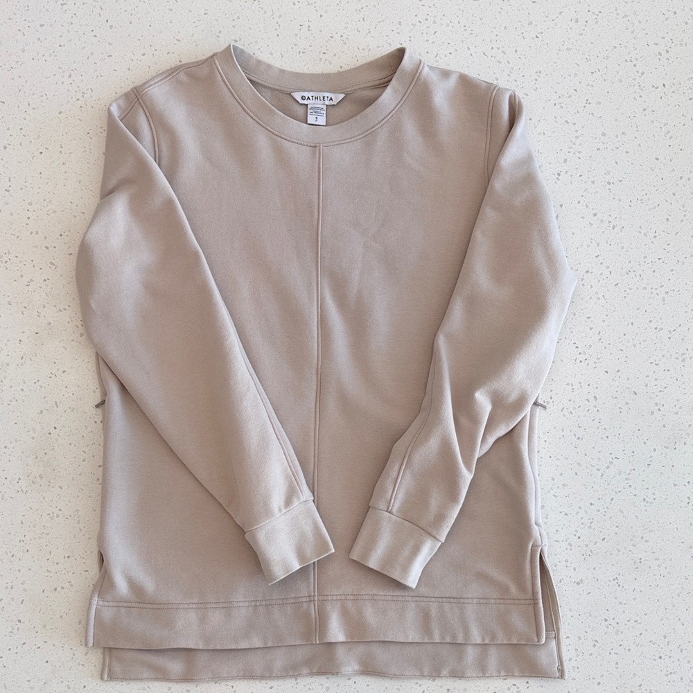 Athleta Replush Crewneck with zipper pockets - Abalone Grey - Size: S